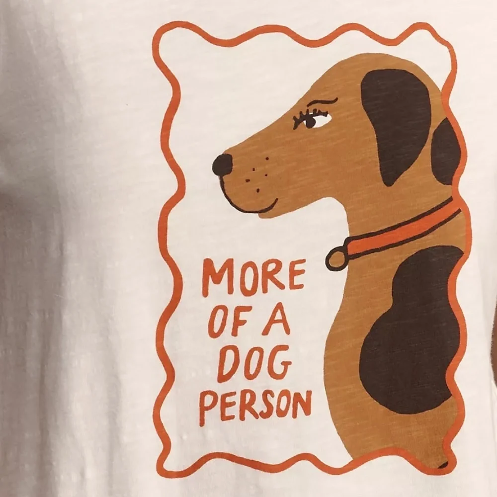 Anthropologie T-shirt Dog Graphic Tee Maeve x Tulastra Ivory Short-Sleeve Boxy - Picture 7 of 9